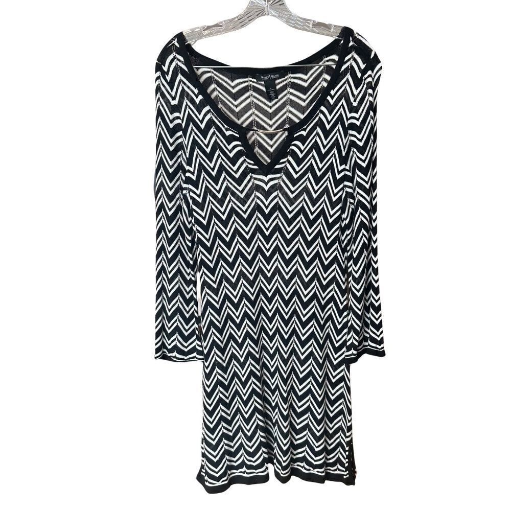 WHBM Lightweight Chevron Pattern Key Hole Neck Dress Size Small